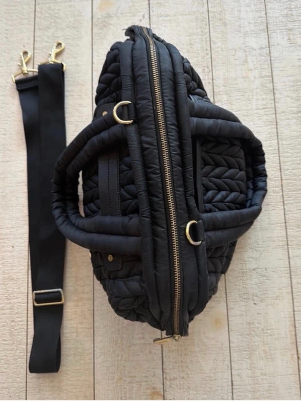 HAPP Paige Carryall Black Quilted Tote - Picture 4 of 13